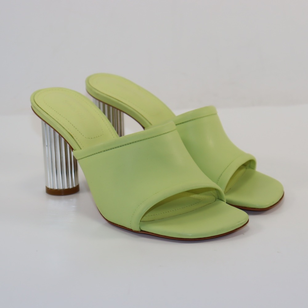Jonathan Simkhai Luminary Mule Womens 36 Lime Green Leather Fluted Heel Sandals‎